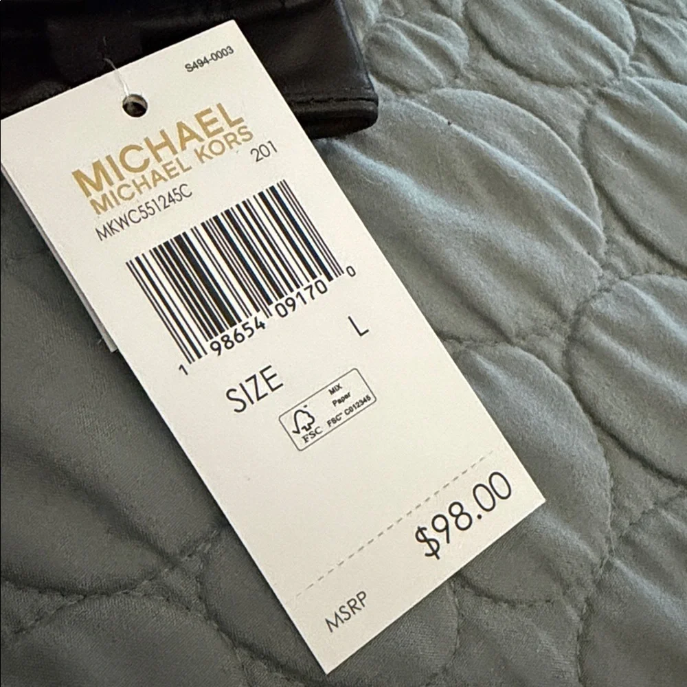 Michael Kors Black Leather Gloves with Touch Tip